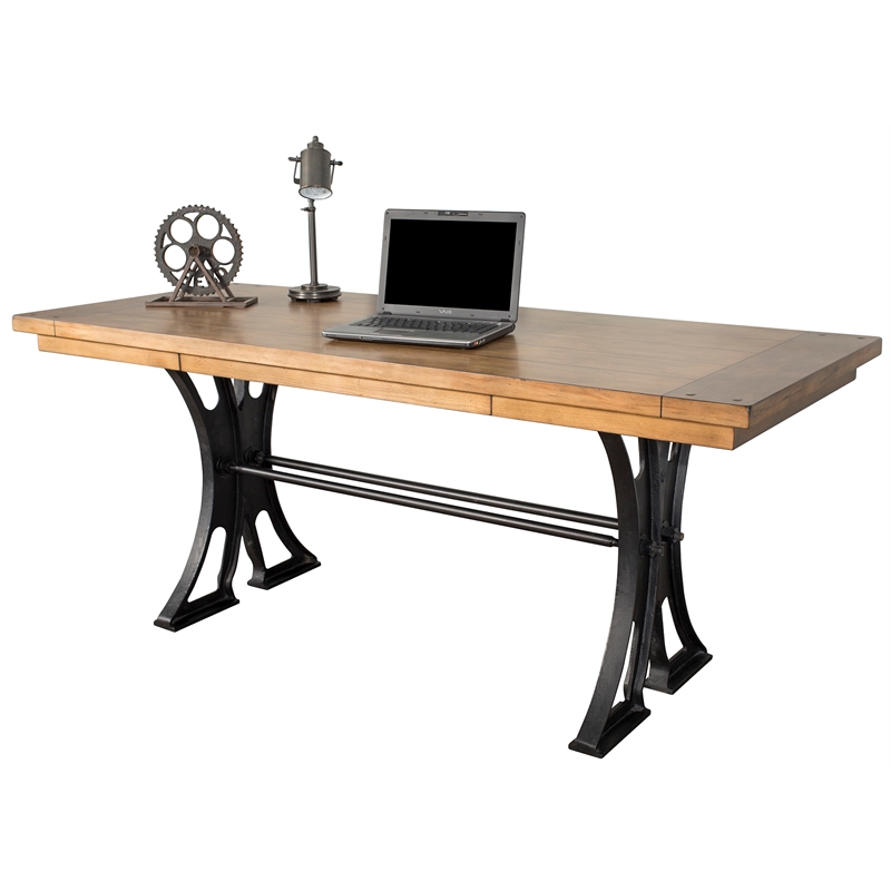 Pemberly Row Contemporary Home Office Writing Desk Wood Brown