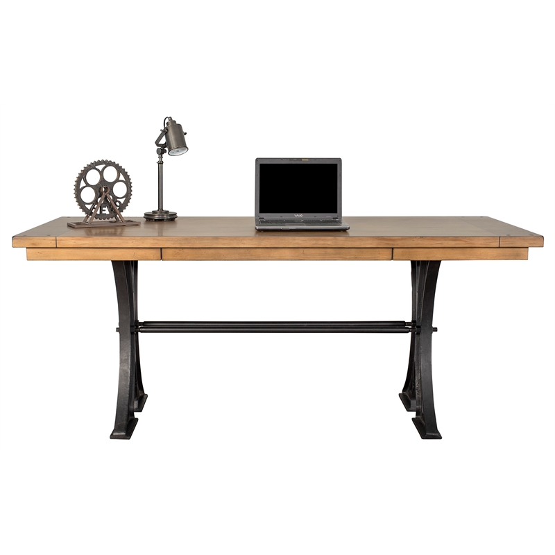 Pemberly Row Contemporary Home Office Writing Desk Wood Brown