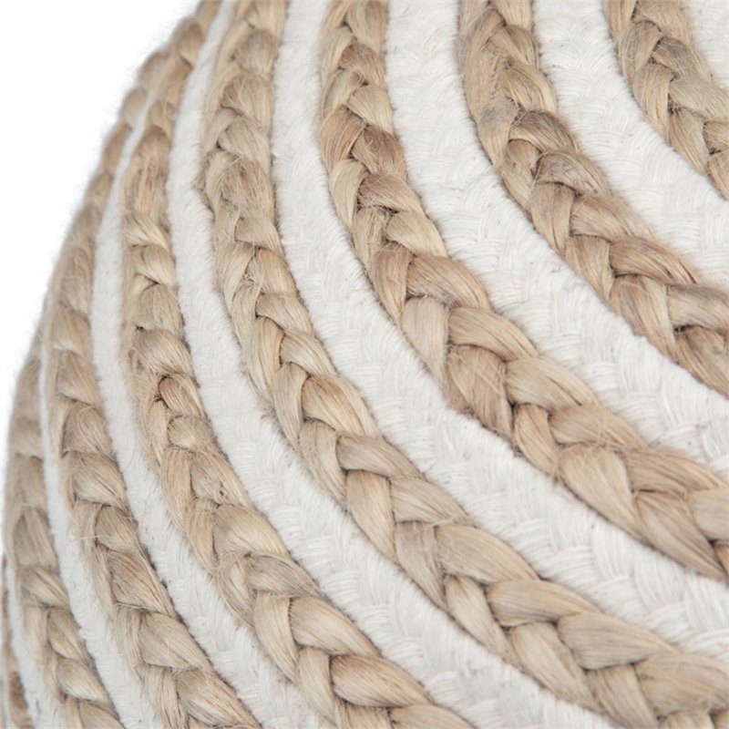Pemberly Row Contemporary Boho Round Pouf in Natural JUTE Fabric