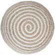 Pemberly Row Contemporary Boho Round Pouf in Natural JUTE Fabric