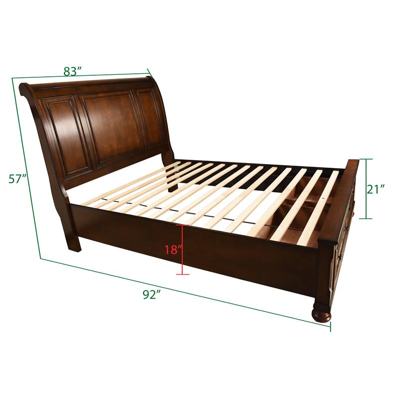 Pemberly Row King Storage Platform Bed Made with Wood in Dark Walnut