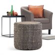 Pemberly Row Contemporary Boho Round Braided Pouf in Natural Jute