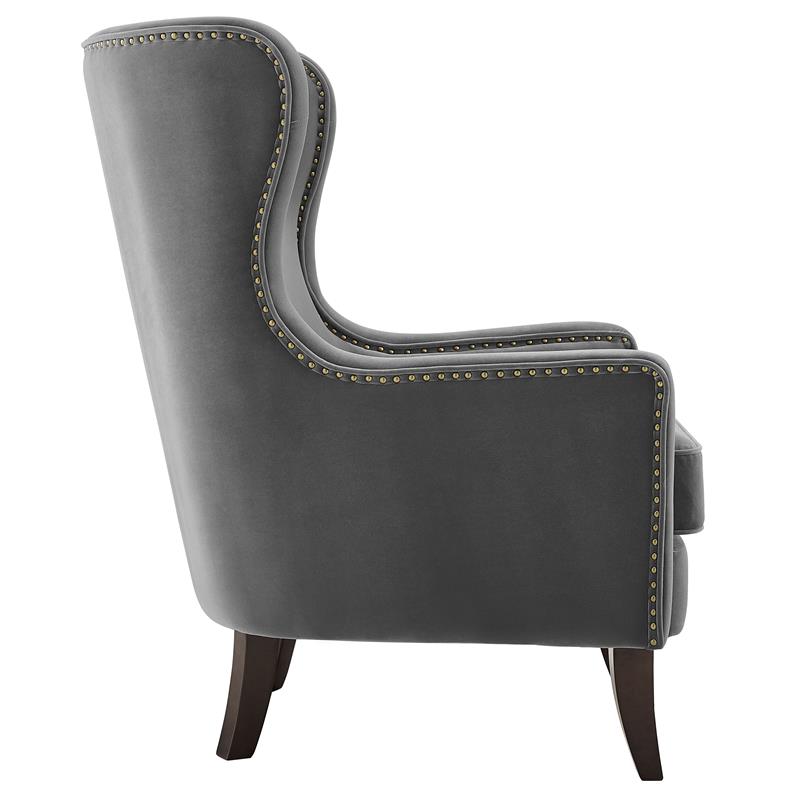 Pemberly Row Contemporary Wingback Charcoal Velvet Accent Chair
