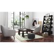 Pemberly Row Contemporary Boho Round Pouf in Slate Gray Velvet Fabric