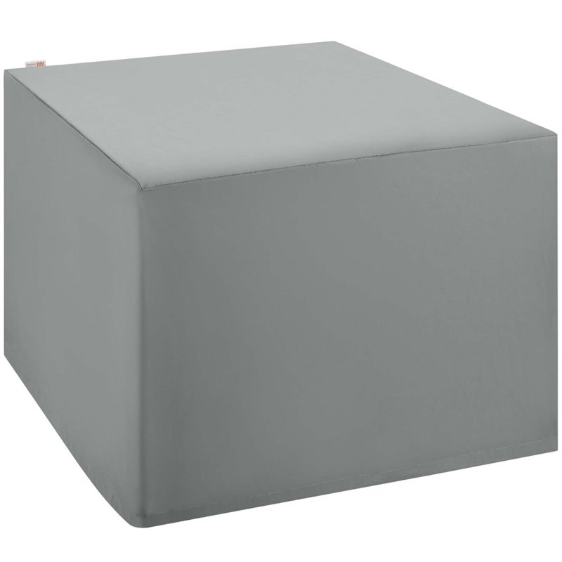 Pemberly Row Polyester Fabric Outdoor Ottoman and Side Table Cover in Gray