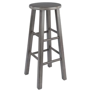 Pemberly Row 29&quot Transitional Solid Wood Bar Stool in Rustic Gray