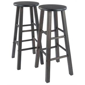 Pemberly Row 29&quot Transitional Solid Wood Bar Stool in Oyster Gray (Set of 2)