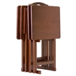 Pemberly Row 5-Piece Transitional Solid Wood Snack Table Set in Walnut