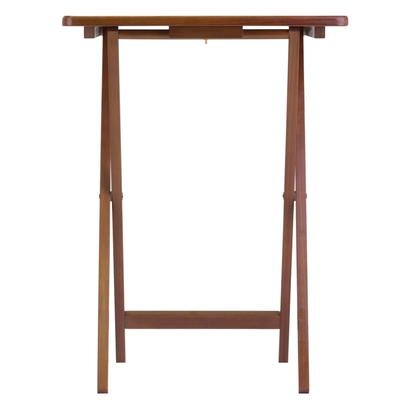 Pemberly Row 5-Piece Transitional Solid Wood Snack Table Set in Walnut