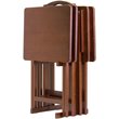 Pemberly Row 5-Piece Transitional Solid Wood Snack Table Set in Walnut