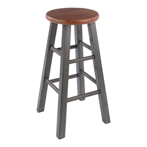 Pemberly Row 24&quot Transitional Solid Wood Counter Stool in Rustic Teak and Gray