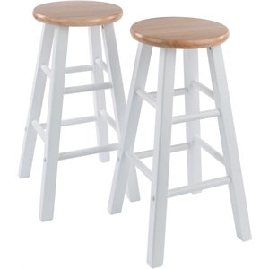 Pemberly Row 24&quot Solid Wood Counter Stool in Natural and White (Set of 2)