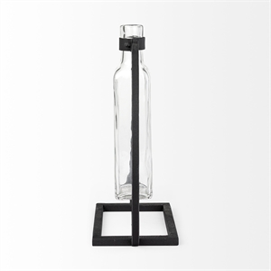 Pemberly Row Contemporary Tall Black Metal Glass Bottle Vase