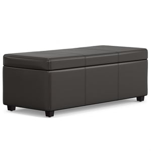 Pemberly Row 44&quot Faux Leather Lift-Top Storage Ottoman in Tanners Brown