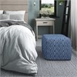 Pemberly Row Boho Square Pouf in Patterened Blue and Natural Cotton