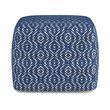 Pemberly Row Boho Square Pouf in Patterened Blue and Natural Cotton