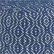Pemberly Row Boho Square Pouf in Patterened Blue and Natural Cotton
