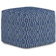 Pemberly Row Boho Square Pouf in Patterened Blue and Natural Cotton