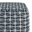 Pemberly Row Boho Square Pouf in Dark Blue and White Handloom Woven Pattern