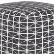 Pemberly Row Boho Square Pouf in Slate Gray and White Handloom Woven Pattern