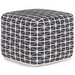 Pemberly Row Boho Square Pouf in Slate Gray and White Handloom Woven Pattern