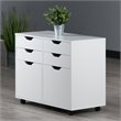 Pemberly Row 2-Section Mobile Contemporary Wood Storage Cabinet in White