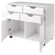 Pemberly Row 2-Section Mobile Contemporary Wood Storage Cabinet in White