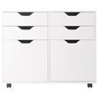 Pemberly Row 2-Section Mobile Contemporary Wood Storage Cabinet in White