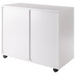 Pemberly Row 2-Section Mobile Contemporary Wood Storage Cabinet in White