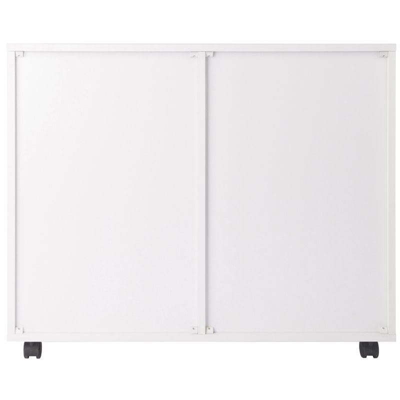 Pemberly Row 2-Section Mobile Contemporary Wood Storage Cabinet in White