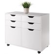 Pemberly Row 2-Section Mobile Contemporary Wood Storage Cabinet in White
