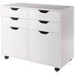 Pemberly Row 2-Section Mobile Contemporary Wood Storage Cabinet in White