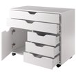 Pemberly Row 3-Section Mobile Contemporary Wood Storage Cabinet in White