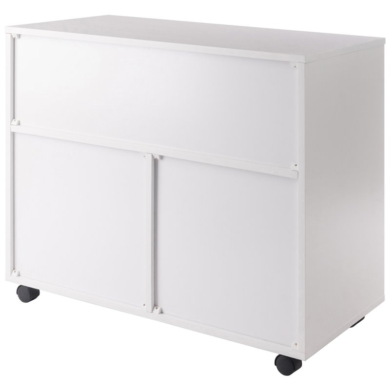 Pemberly Row 3-Section Mobile Contemporary Wood Storage Cabinet in White