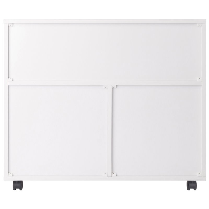 Pemberly Row 3-Section Mobile Contemporary Wood Storage Cabinet in White