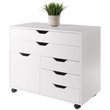 Pemberly Row 3-Section Mobile Contemporary Wood Storage Cabinet in White