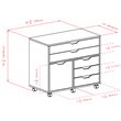 Pemberly Row 3-Section Mobile Contemporary Wood Storage Cabinet in White