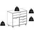 Pemberly Row 3-Section Mobile Contemporary Wood Storage Cabinet in White
