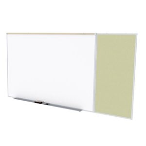 Pemberly Row Vinyl 4' x 12' Bulletin & Magnetic Whiteboard in Caramel