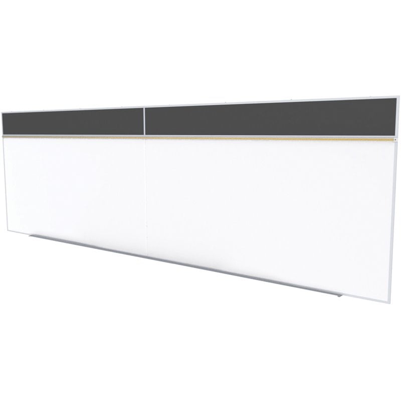 Pemberly Row Ceramic 5' x 16' Rubber Bulletin & Magnetic Whiteboard in Black