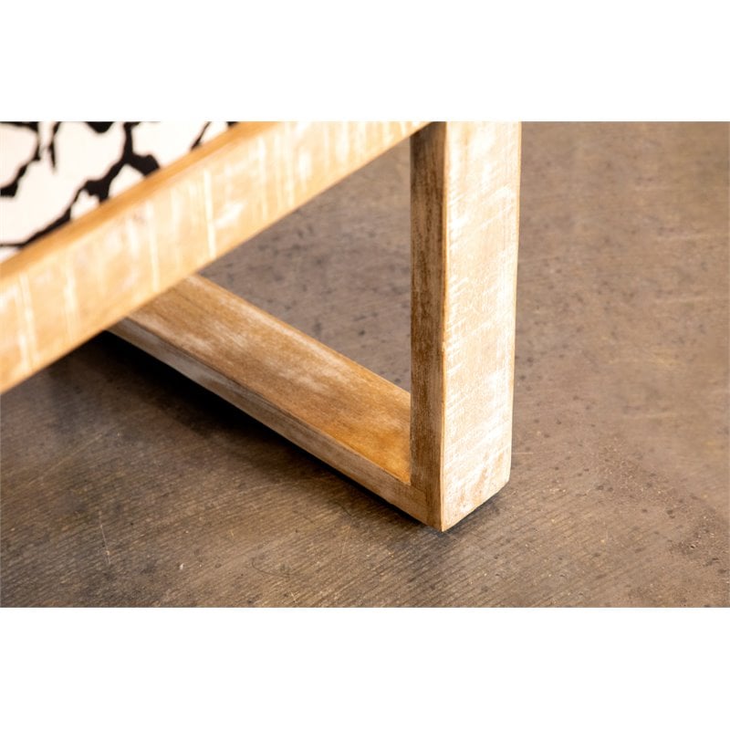 Pemberly Row Farmhouse Wood Sled Leg Upholstered Accent Bench in Brown