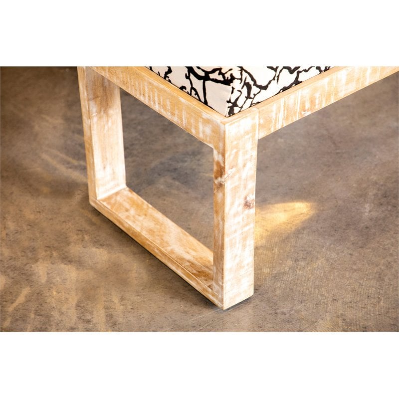 Pemberly Row Farmhouse Wood Sled Leg Upholstered Accent Bench in Brown