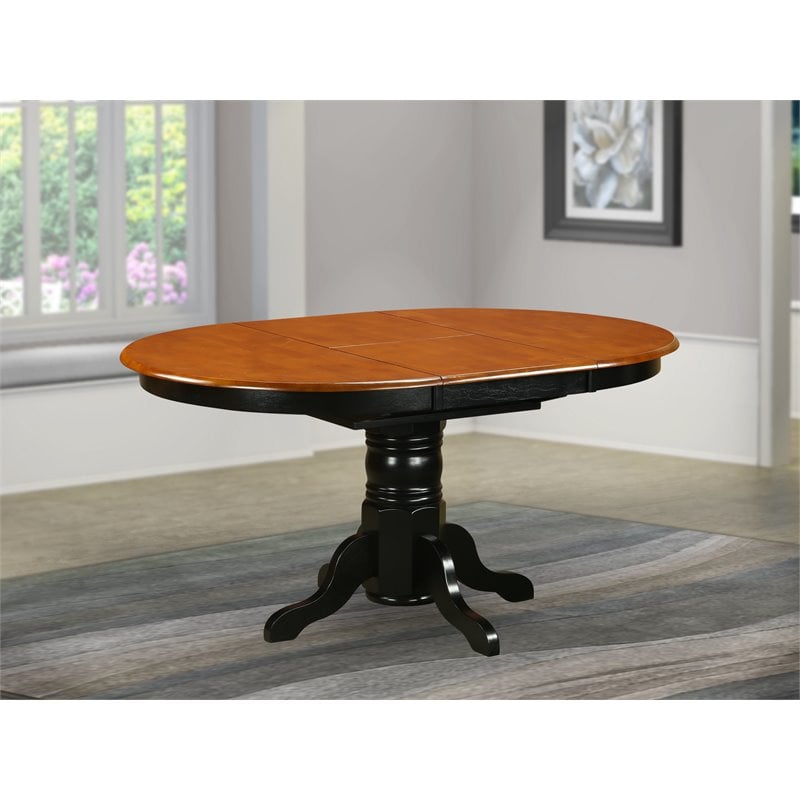 Pemberly Row Oval Wood Butterfly Leaf Dining Table in Black/Cherry