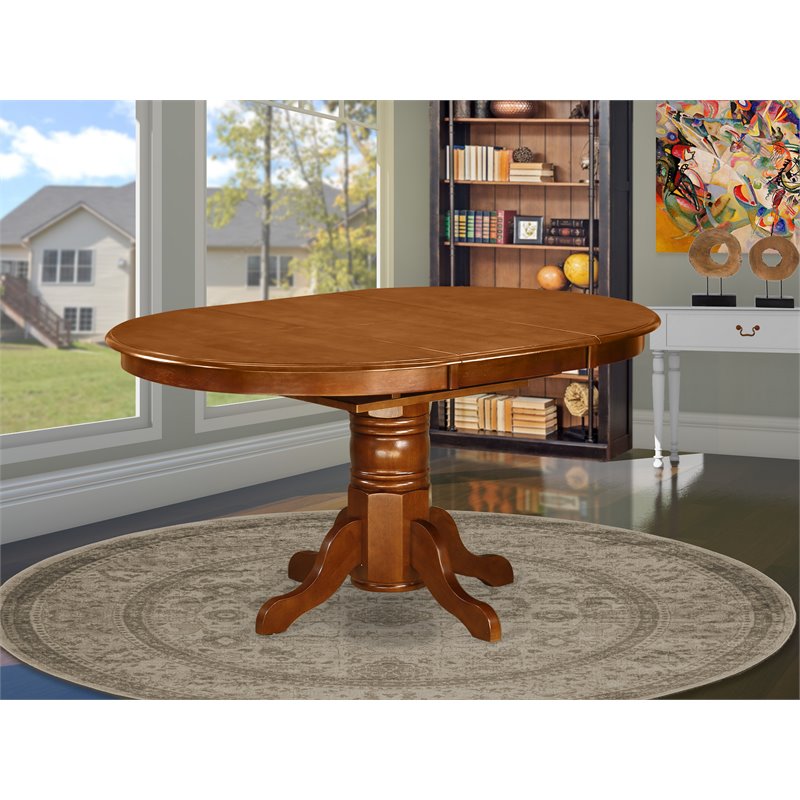 Pemberly Row Oval Wood Butterfly Leaf Dining Table in Saddle Brown