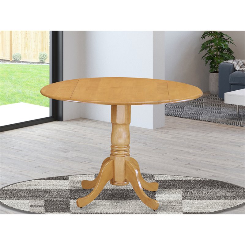 Pemberly Row Traditional Solid Asian Wood Dining Table in Oak