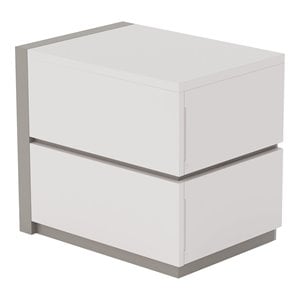 Pemberly Row 24.4&quot 2-Drawer Left Modern Wood Nightstand in White