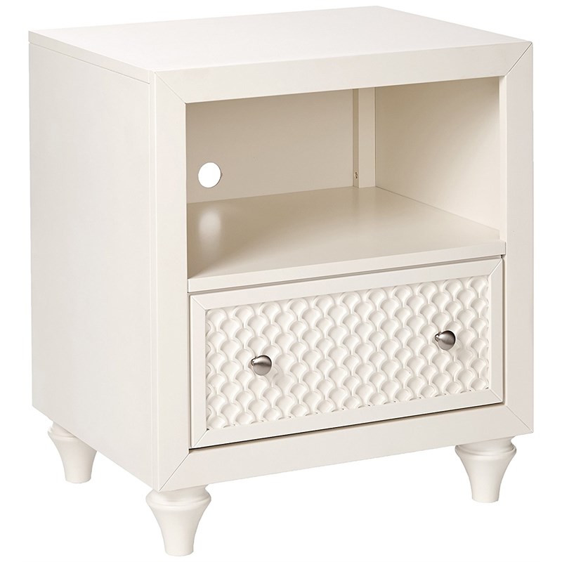Pemberly Row Contemporary 1-Drawer Nightstand in Creamy White