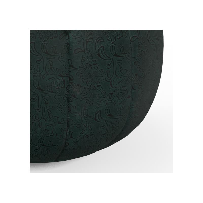 Pemberly Row Boho Round Pouf in Teal Patterened Genuine Leather