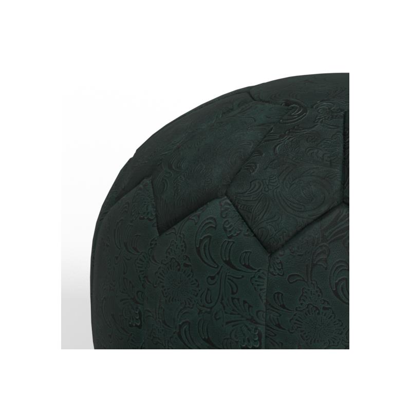 Pemberly Row Boho Round Pouf in Teal Patterened Genuine Leather