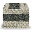 Pemberly Row Contemporary Square Pouf in Green and Natural Handloom Woven